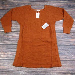 Stitch Drop NEW Small Rib Slub Dolam Side Pockets Long Sleeve Dress